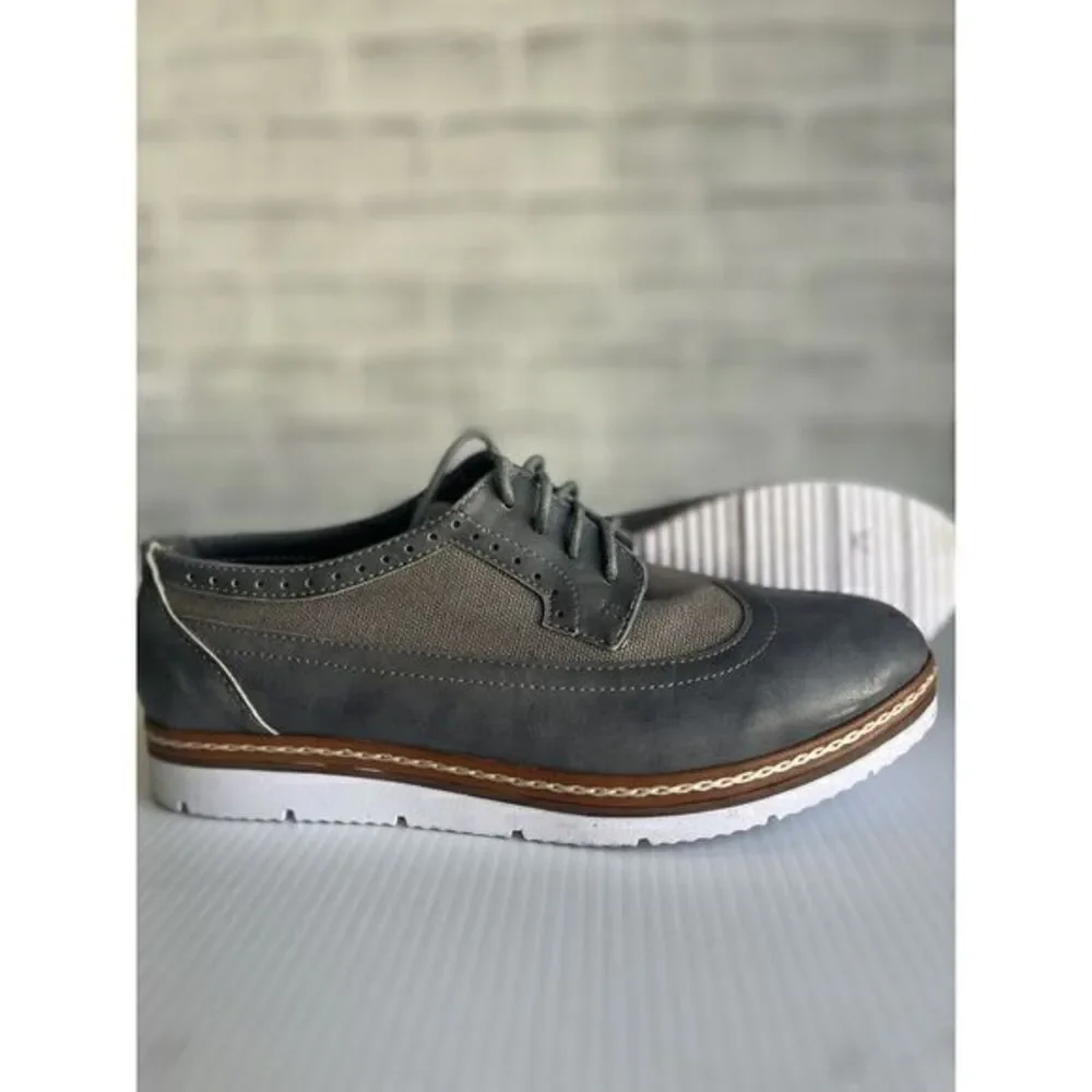 Nature Breeze Women Lace Up Loafer Sneakers‎ Spectator Gray  Shoes 9 White Sole